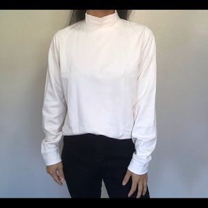 LL bean White/tan cotton mock neck